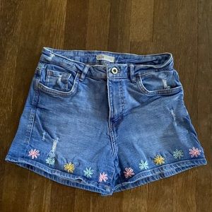 Zara Embroidered Jean Shorts